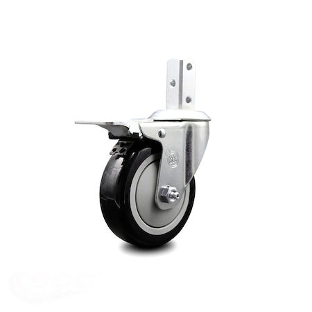 Service Caster 4 Inch Black Poly Wheel Swivel 7/8 Inch Square Stem Caster with Total Lock Brake SCC-SQTTL20S414-PPUB-BLK-78